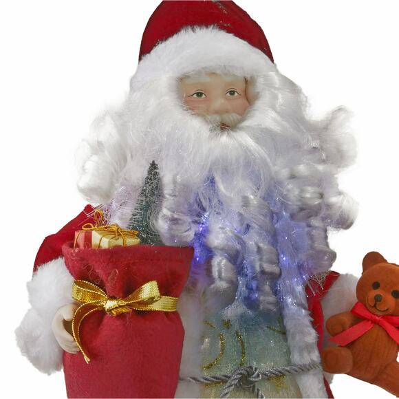 Fiber Optic Plush Santa Claus Christmas Tree Topper 12" LED Red Holiday Lit Bear - Picture 4 of 7